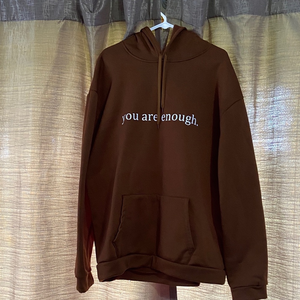 Brown Hoodie with Inspirational Text